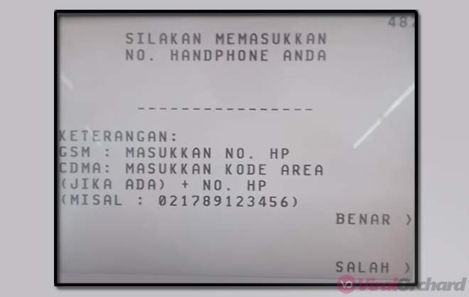 Masukkan nomor HP SMS Banking BCA